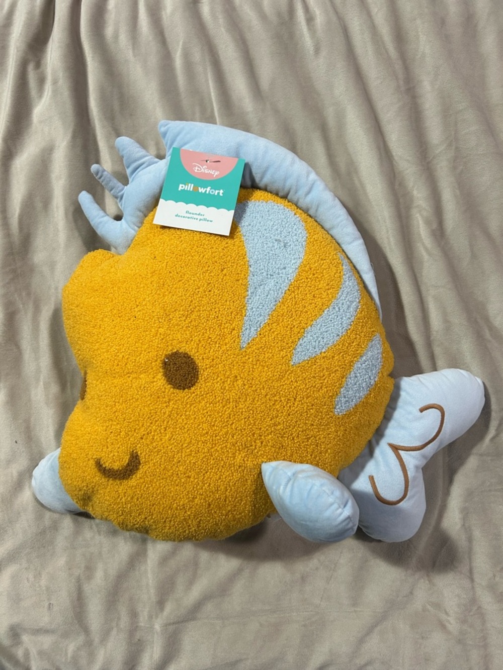 Disney Yellow and Light Blue‎ Flounder Decorative Pillow